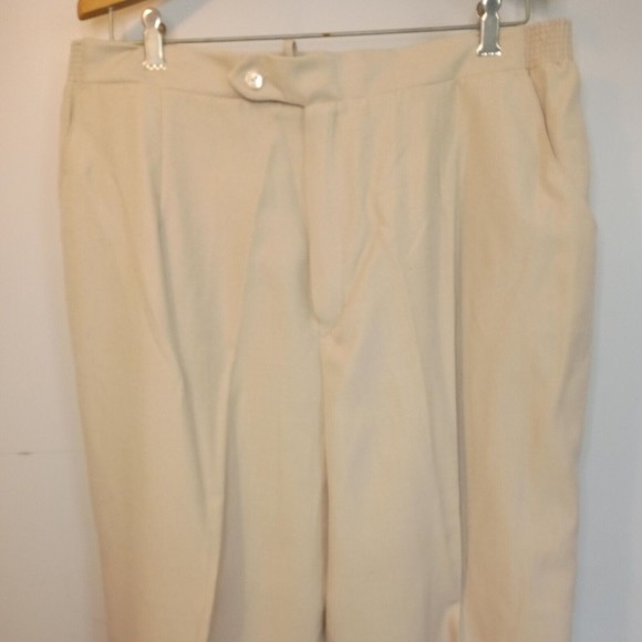 Vintage‎ Woman's Beige Pants Size 24W Elastic and Button - Picture 2 of 12